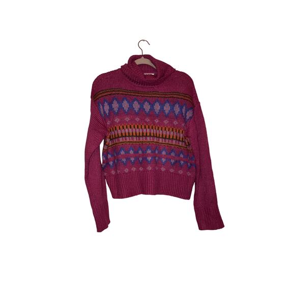 NWT No comment pink knit semi cropped turtleneck sweater size XL - Picture 1 of 7